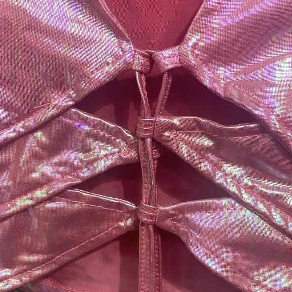 Club EXX metallic pink flared sleeve crop top size S - Picture 6 of 6